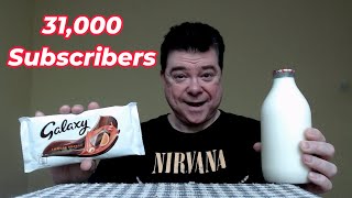 ASMR - 31,000 Subscribers (Eating Galaxy Smooth Orange Chocolate With Ice Cold Milk)