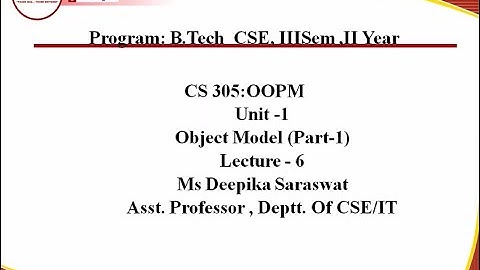 CS-305:OBJECT ORIENTED PROGRAMMING & METHODOLOGY,OBJECT MODEL PART-1,B.TECH,CS, II YEAR