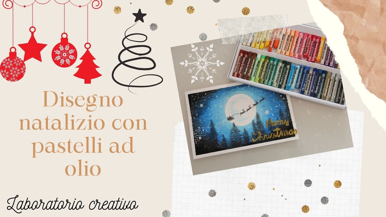 Pastelli ad olio: biglietto di Natale. 