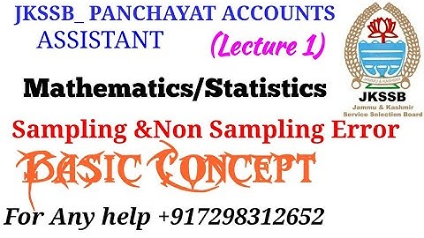 Sampling & Non Sampling Error|Statistics|JKSSB Maths Imp