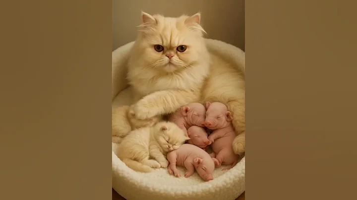 Video 10926541: persian cat kitten love, persian cat mother, persian cat gently, kitten family cat