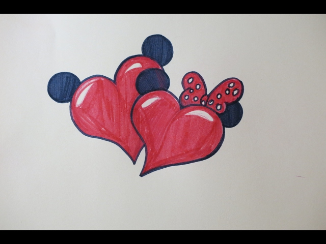 DIY Drawing Hearts with Minnie and Mickey