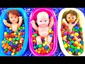 So Relaxing Video | Mixing Candy in BathTub with Grid Balls & Full of Skittles Candy ASMR
