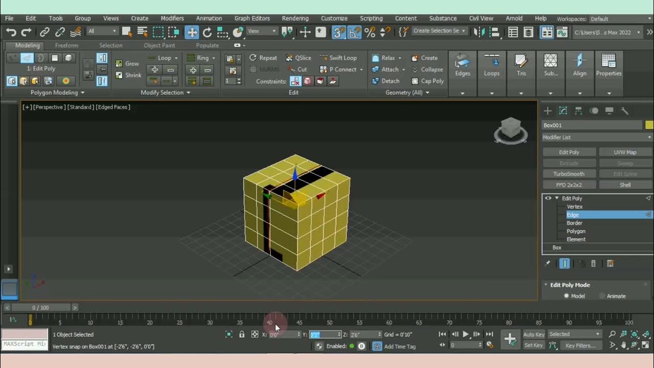 How To Move Edge In 3ds max. Edit poly. Sagements move. 3dsmax 3d 
