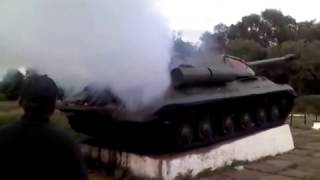 Ukraine. Pro-Russian activists repaired museum exhibit - tank IS-3.