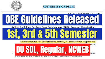 1st, 3rd & 5th Semester OBE Guidelines Released for March 2022 Exams | DU SOL, Regular, NCWEB.
