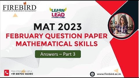 Feb MAT MBA 2023 | MATHEMATICAL SKILLS Part 3 Q&A #mat2023 #febmat2023