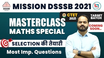 Mission DSSSB 2021 | Maths Master Class for TGT & PRT  by Uday Sir | Class-02