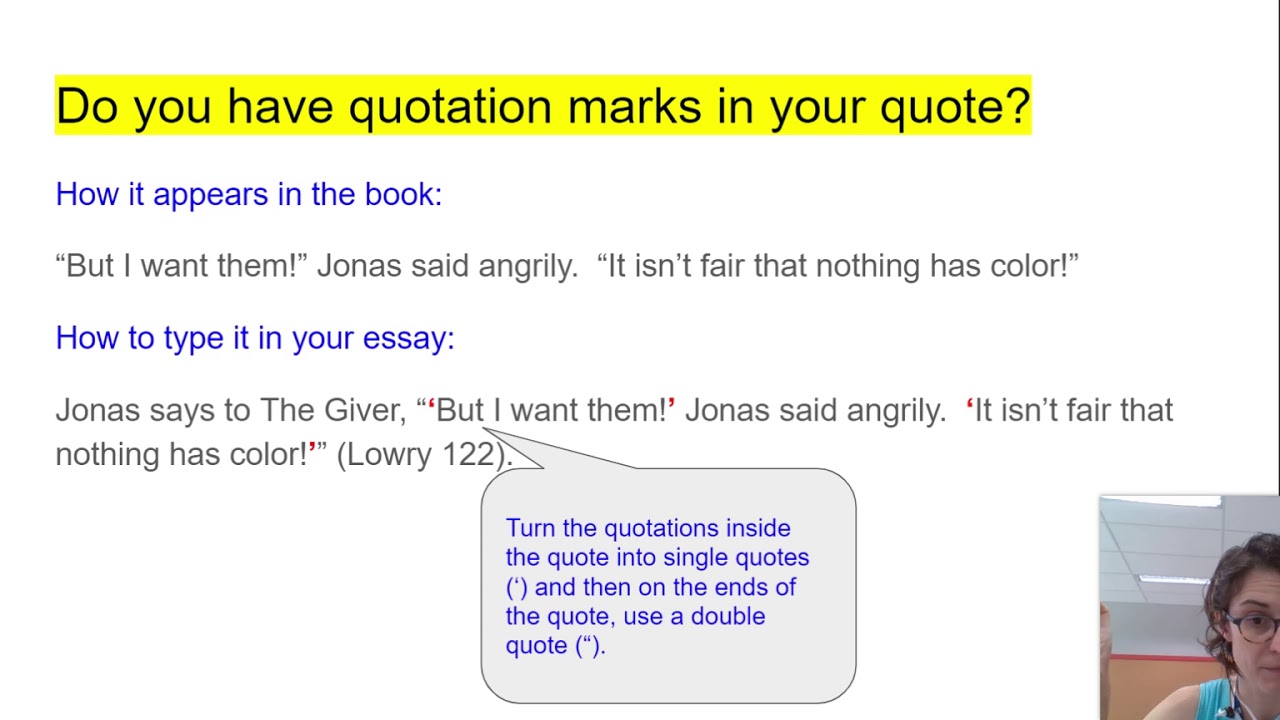 Mla Style Citations Quotation Marks In Your Original Text Youtube