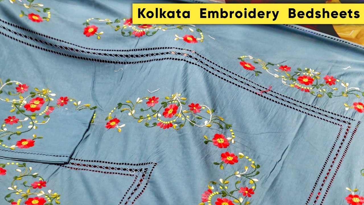Kolkata Embroidery Bedsheet / Jaipuri Pure Cotton Bedsheet / Batik