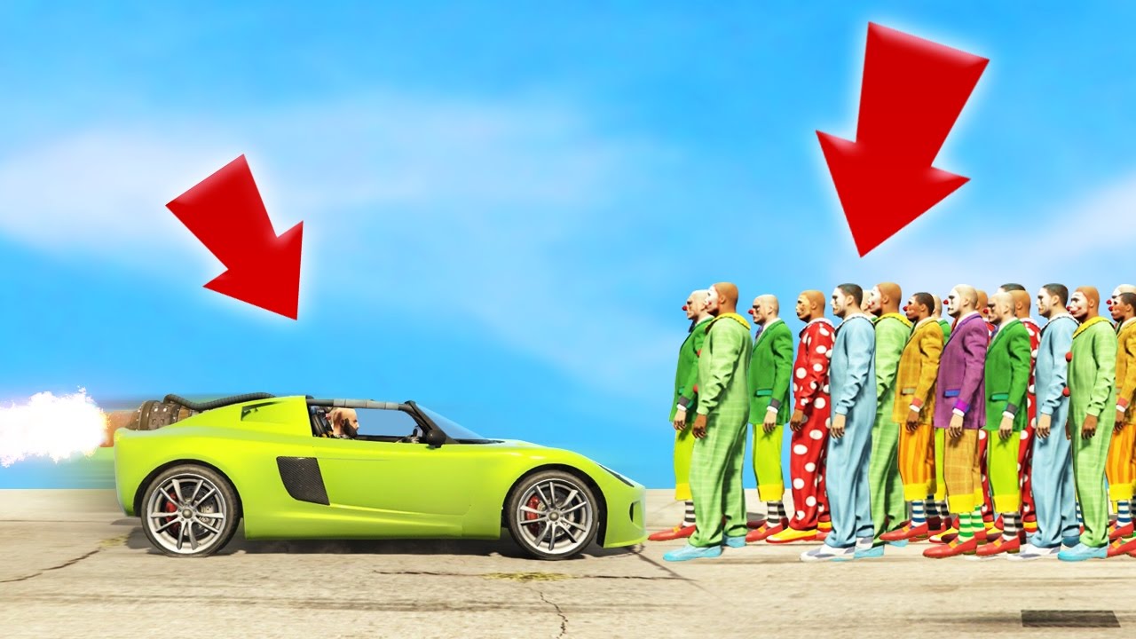 CAN 1 ROCKET CAR KILL 100 CLOWNS!? (GTA 5 Funny Moments)