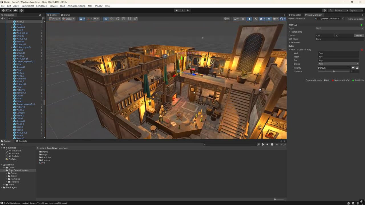 QUBIC - Prefab Setup Tutorial (Top-Down Interiors) - Unity Room Drawing & Auto Room Logic
