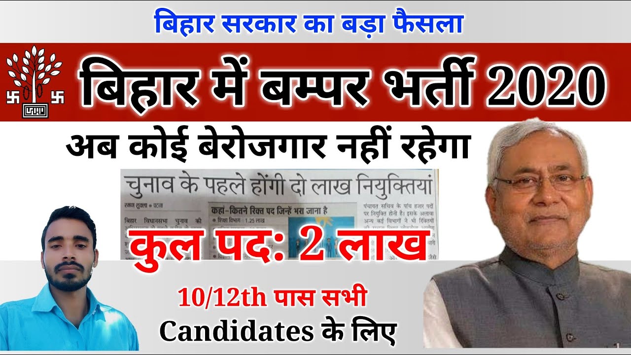 Bihar Recruitment 2020। Bihar government job।Bihar new Vacancy 2020।Bihar latest jobs 