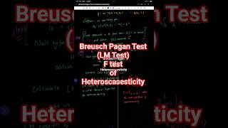 What is Breusch Pagan Test(LM Test) F test of Heteroscasesticity #econometrics #regression #variance