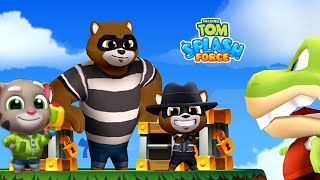 TALKING TOM SPLASH FORCE - {TOM AND BIGGEST RACCOON BOTH FIGHT} - AT HOME FULL SCREEN GAMEPLAY