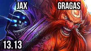 JAX vs GRAGAS (TOP) | 9/0/8, 69% winrate, Legendary | KR Master | 13.13