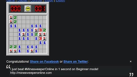 Beginner Minesweeper speedrun 0 seconds (WR)
