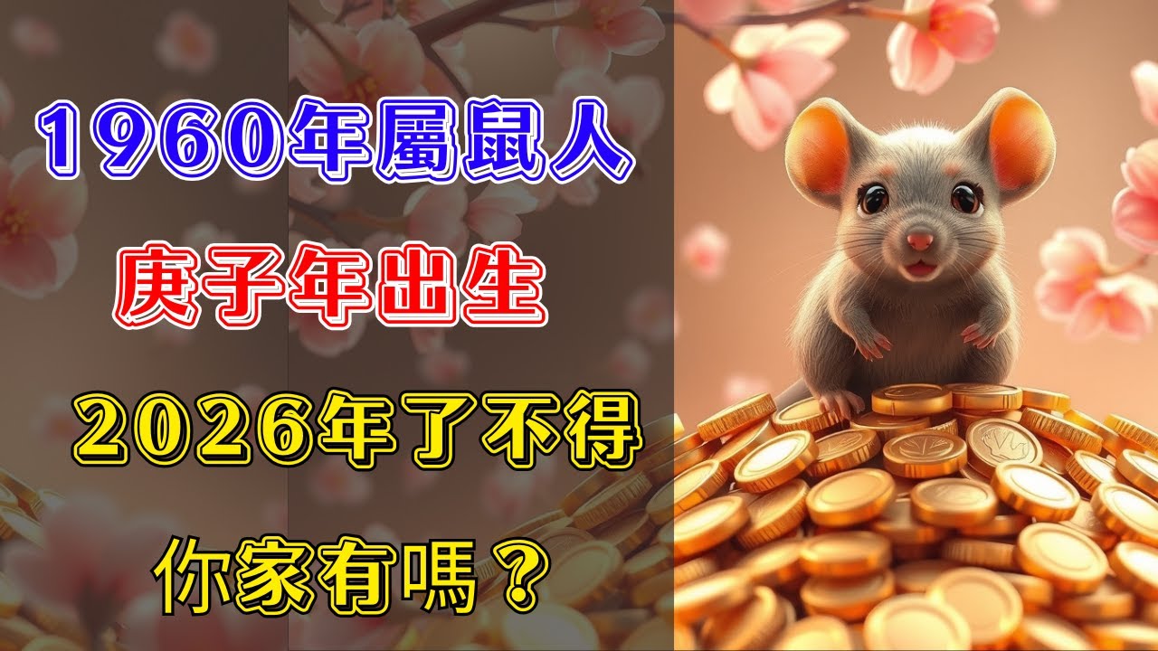 庚子鼠命太硬了！1960年屬鼠人，66歲後福壽齊來，子孫滿堂不是夢！#1960庚子鼠 #屬鼠運勢 #2026生肖運程 #長壽命 #貴人運 #老來享福