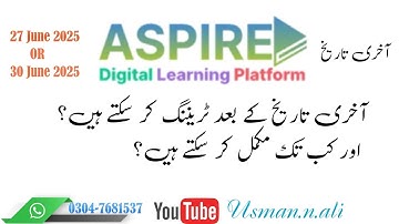 ADLP Aspire training last date @Usman.n.