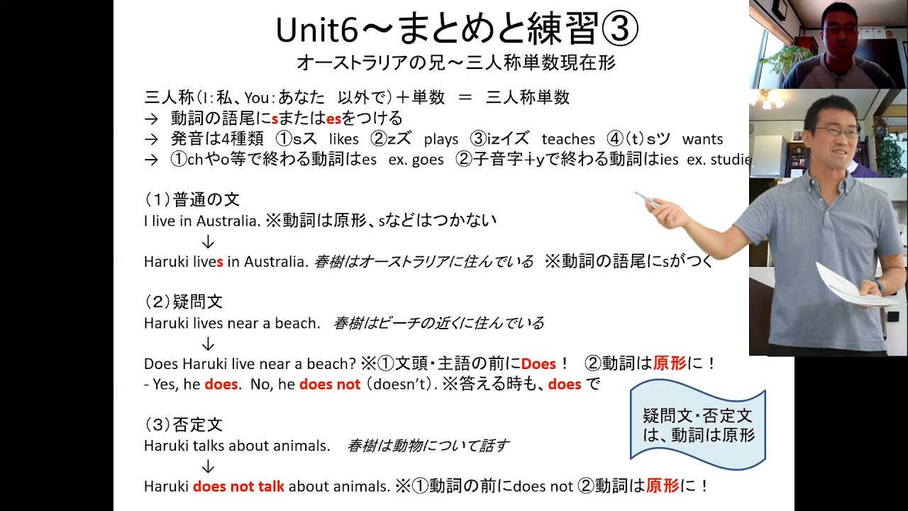 中学1年生 英語 Unit6 まとめと練習 Youtube