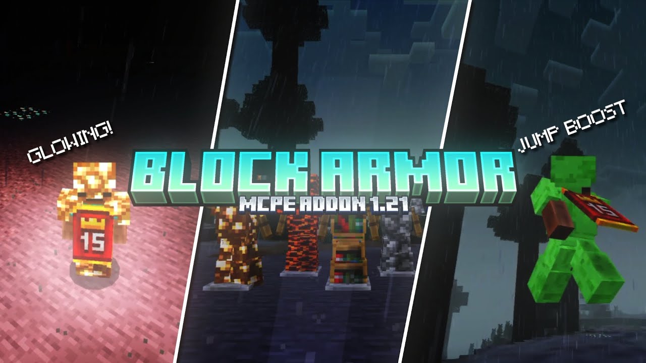 Action Block Armor BLOCK ARMOR MCPE 1.21 ADDON || BLOCK ARMOR || ARMOR ADDON MCPE 1.21 ...