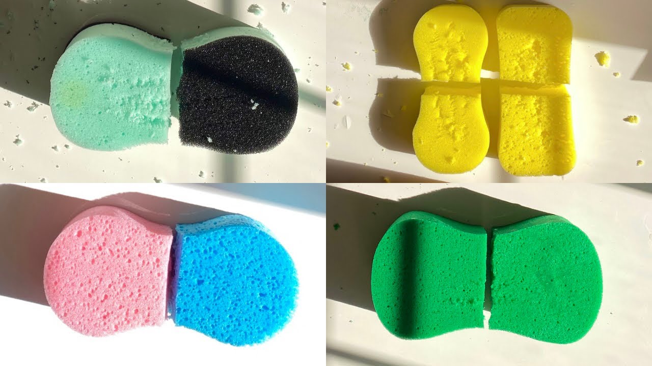 ASMR crispy car sponge ripping compilation edit - dry + damp / jelly foam sounds