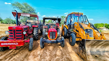 JCB 3dx exo Machine Mahindra Massey New Eicher Loading Tractor Stuck in Deep Mud | Jcb Tractor Video
