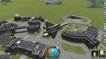 Kerbal Space Program F22 Raptor flies under KSC Bridge