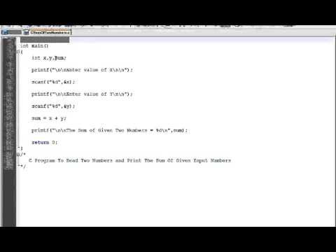 C PROGRAM TO READ TWO NUMBERS AND PRINT SUM DEMO - YouTube