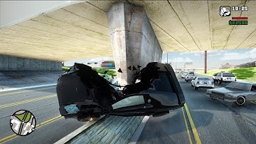 GTA SA Realistic Vehicle Deformation - Crash Testing Ep.82