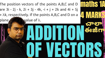 addition of vectors|If the points whose position vectors  3i−2j−k,2i+3j−4k,−i+j+2k and 4i+5j+λk
