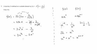 Q7 Paper 1 SQA 2015 CfE Higher Mathematics Exam.