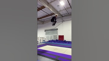 SLOW MOTION DOUBLE FRONT FLIP HALF 😆 Gymnast Training Tricking Trampoline Cirque Du Soleil Fitness