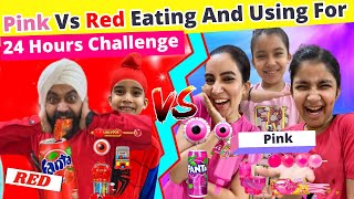 Pink Vs Red - Eating And Using For 24 Hours Challenge | Ramneek Singh 1313 | RS 1313 VLOGS
