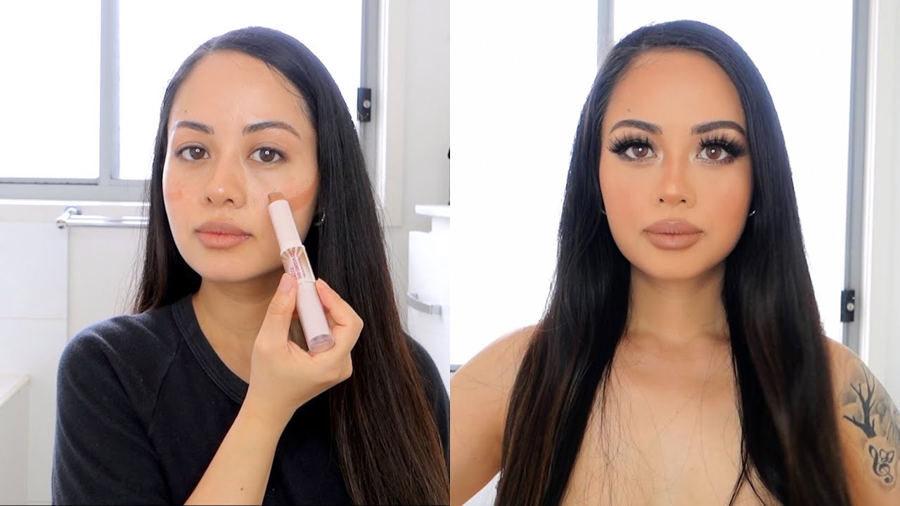 Glowy bronze brown makeup for medium olive skin tones | Tia Obed Krzak