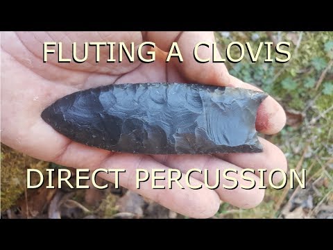fluting a Clovis point with direct percussion
