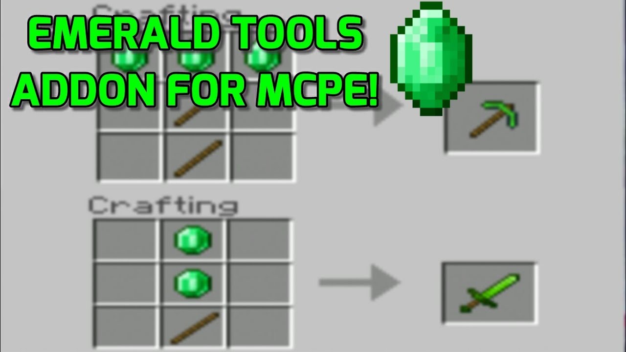 How To Craft Emerald Tools In Mcpe Addon Youtube