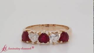 Heart Diamond & Ruby 5 Stone Ring In 14K Yellow Gold-FD8059PG