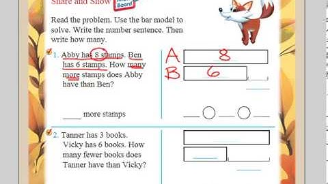 Bar Model Subtraction Comparison