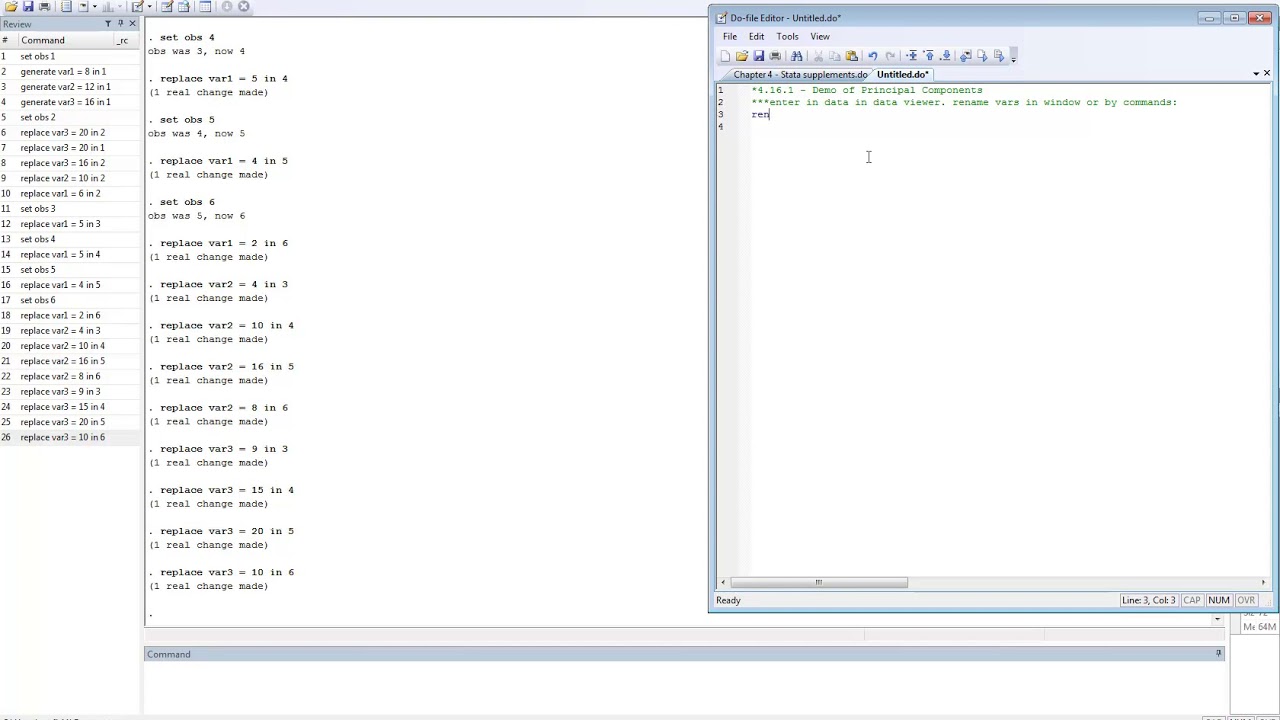 4 16 1 Demo Of Principal Components Stata Youtube