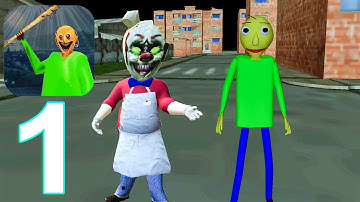 Branny Baldi Basics & Ice Scream Granny 3 Neighbor Gameplay Walkthrough Part 1 (IOS/Android)