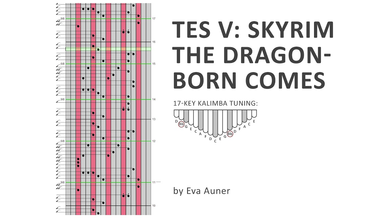 Kalimba Tabs,17-Key] Tes V: Skyrim – The Dragonborn Comes – Eva Auner -  Youtube