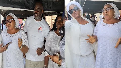 Yoruba Actor Funsho Adeolu Dance As Fans Snap With Him At His Mom Burial Ceremony