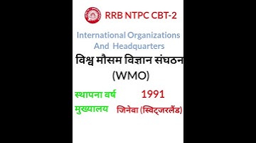 World Meteorological Organization (WMO) important for ssc railway police and all exam | #shorts