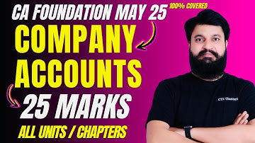🔴25 MARKS I Company Accounts Most Imp Questions I CA Foundation May 2025 Company Accounts Revision