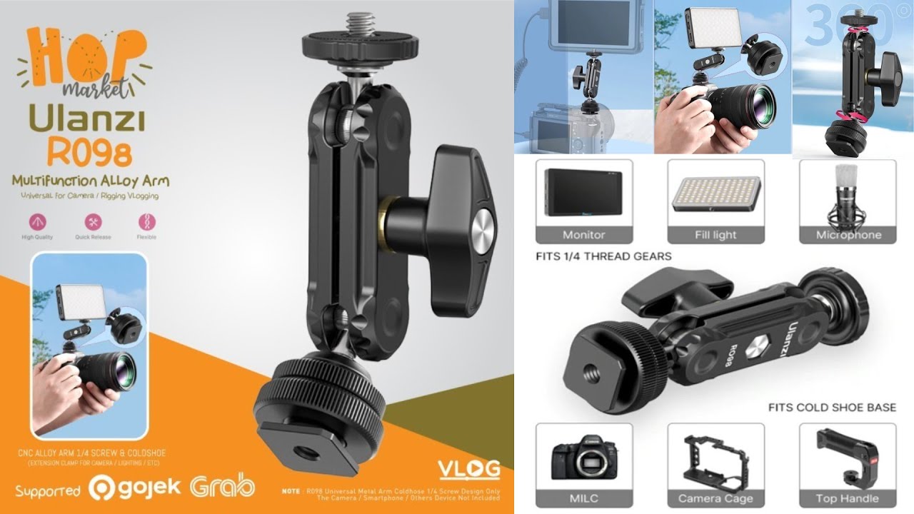 🎥 ULANZI R098 Double Ball Head w Cold Shoe Mount 1:4 for Monitor Mic dll — Video review, click xem trên YouTube