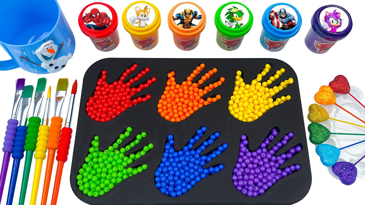 Satisfying Video | 🎨 Colorful Beads Sorting into Hand Shapes | Fun Kids Activity ✨