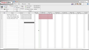 ProjectLibre Calendars video