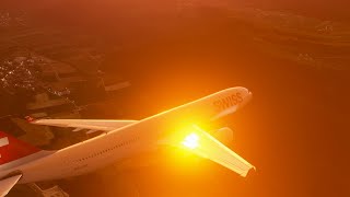 FS2020 | Stunning ORANGE Sunrise during Runway 14 Visual into Zurich (PMP A330-300)