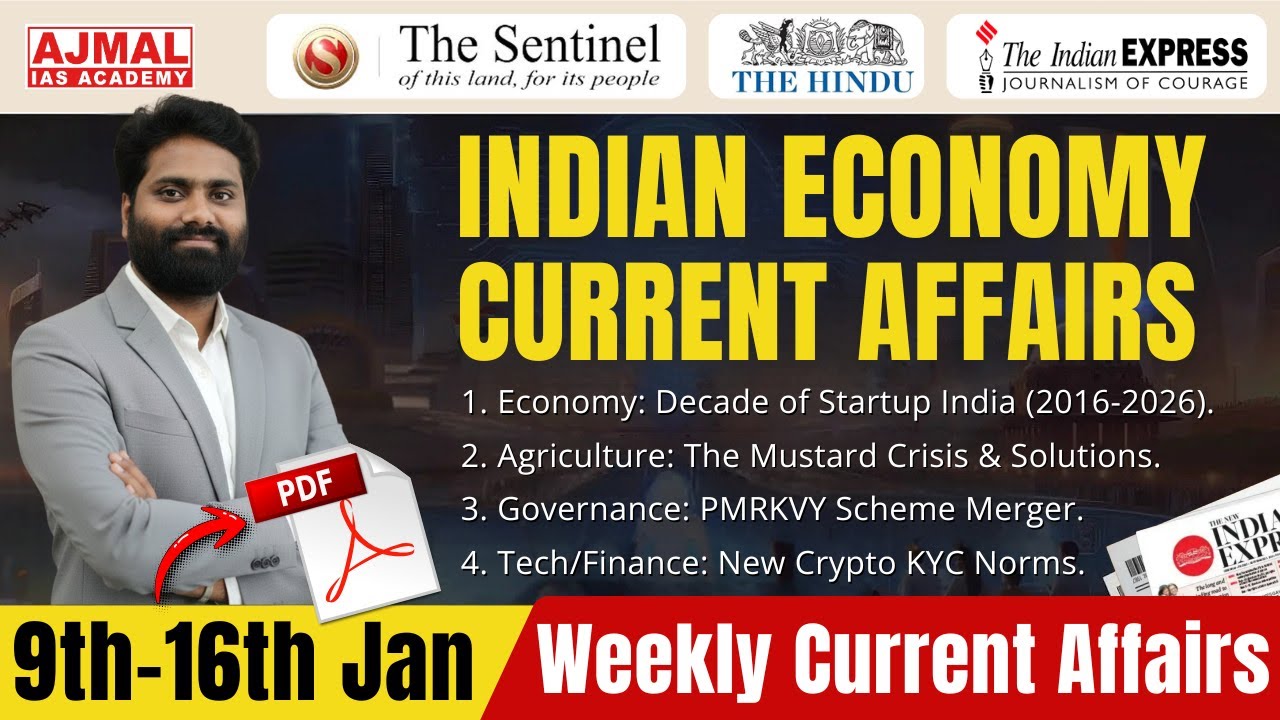Indian Economy Current Affairs | 9th-16th Jan Weekly Current Affairs | Must Watch for UPSC & APSC